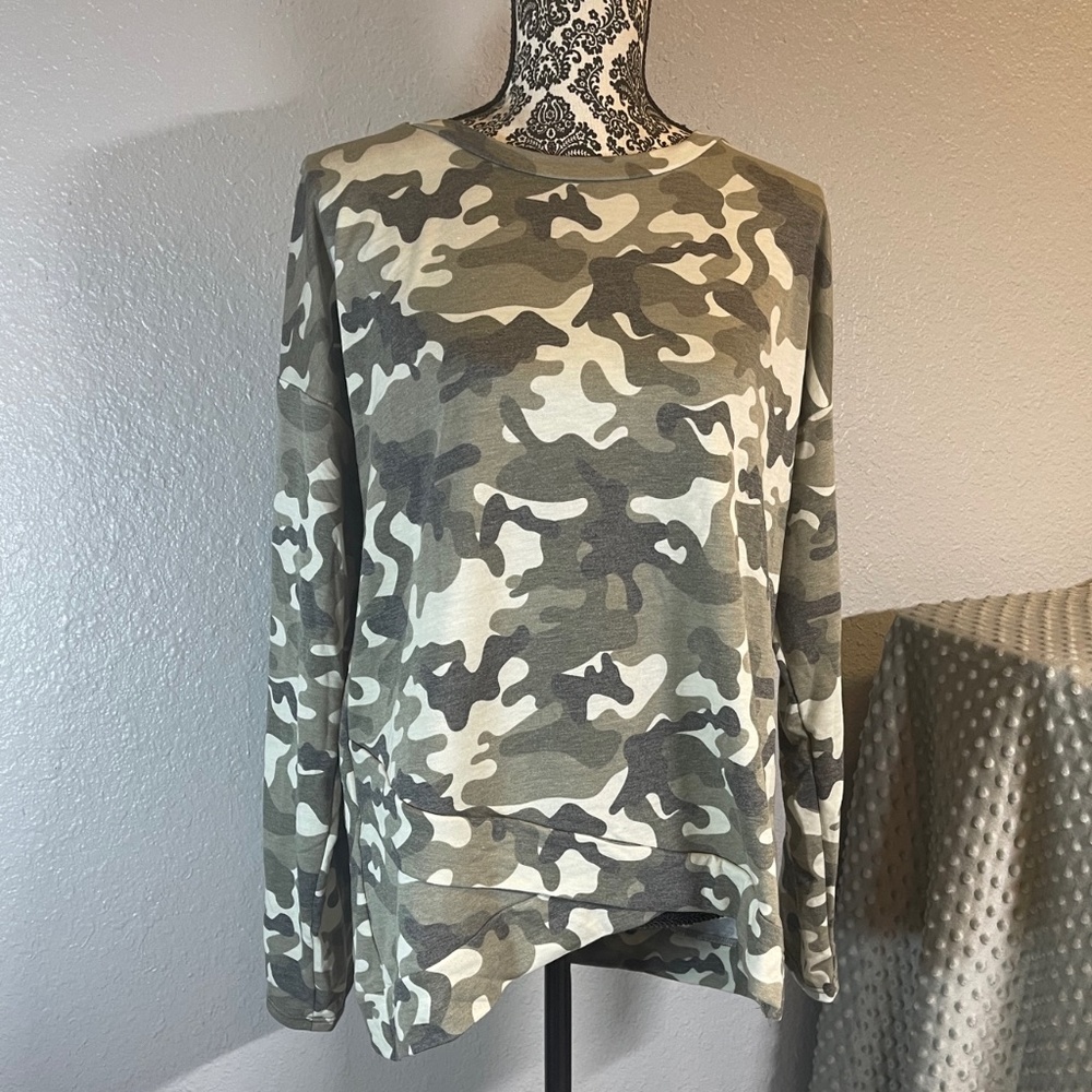 Camo faux Wrap knit Top